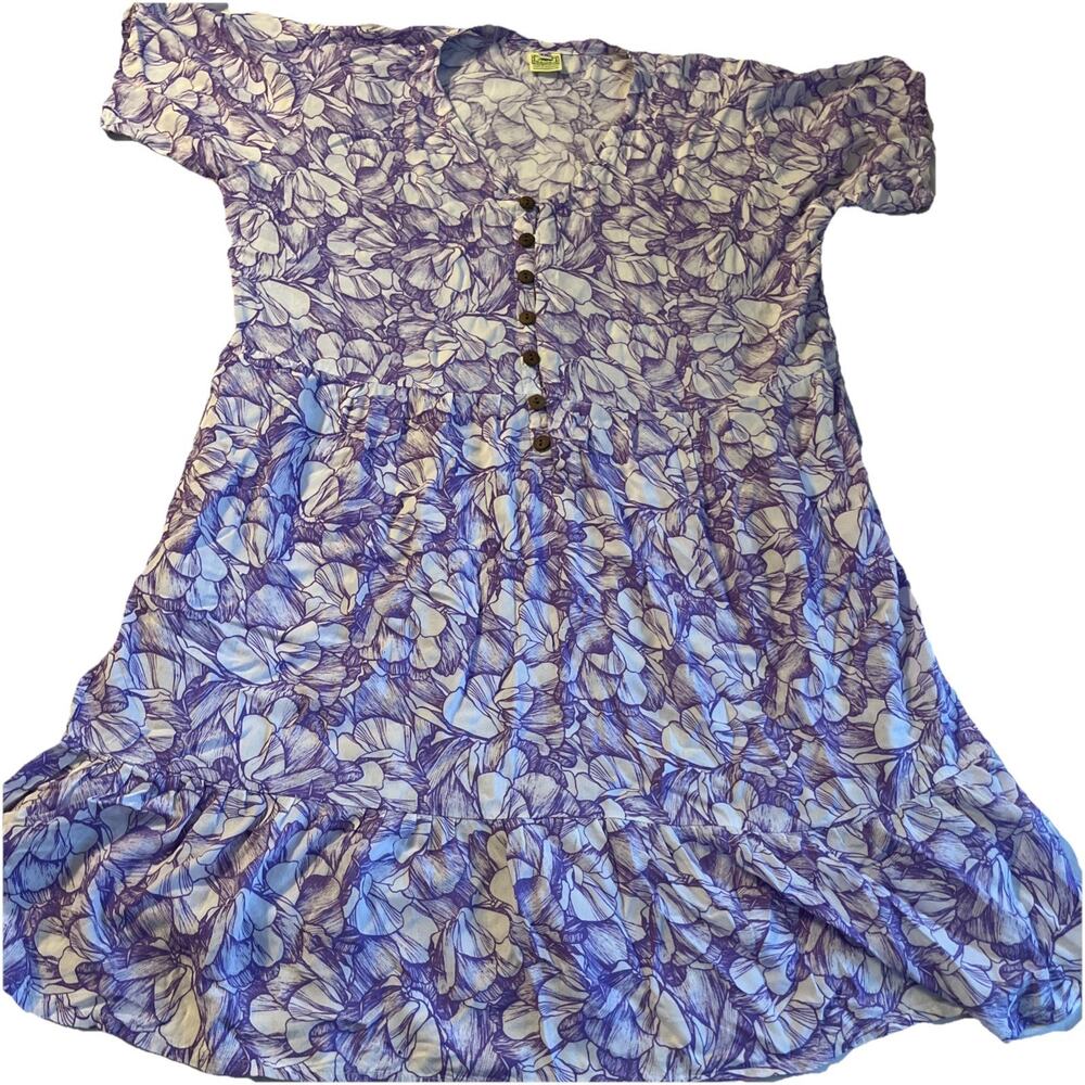 Spicy Bamboo 2XL Purple Dress Rayon Pockets Lightweight Floral